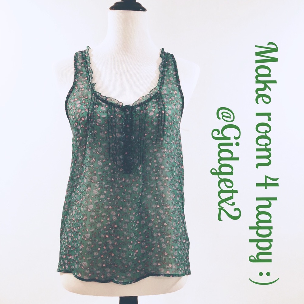American Eagle green print sleeveless top Size 4